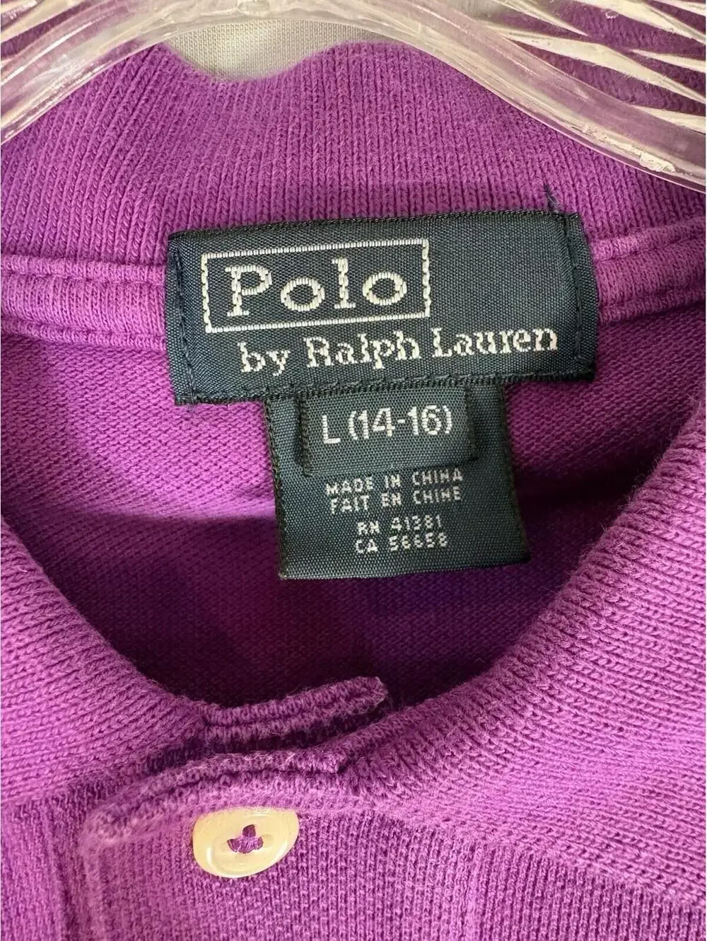 Polo Ralph Lauren Youth L 14-16 Purple Pique Cotton Polo Shirt Pony Logo READ